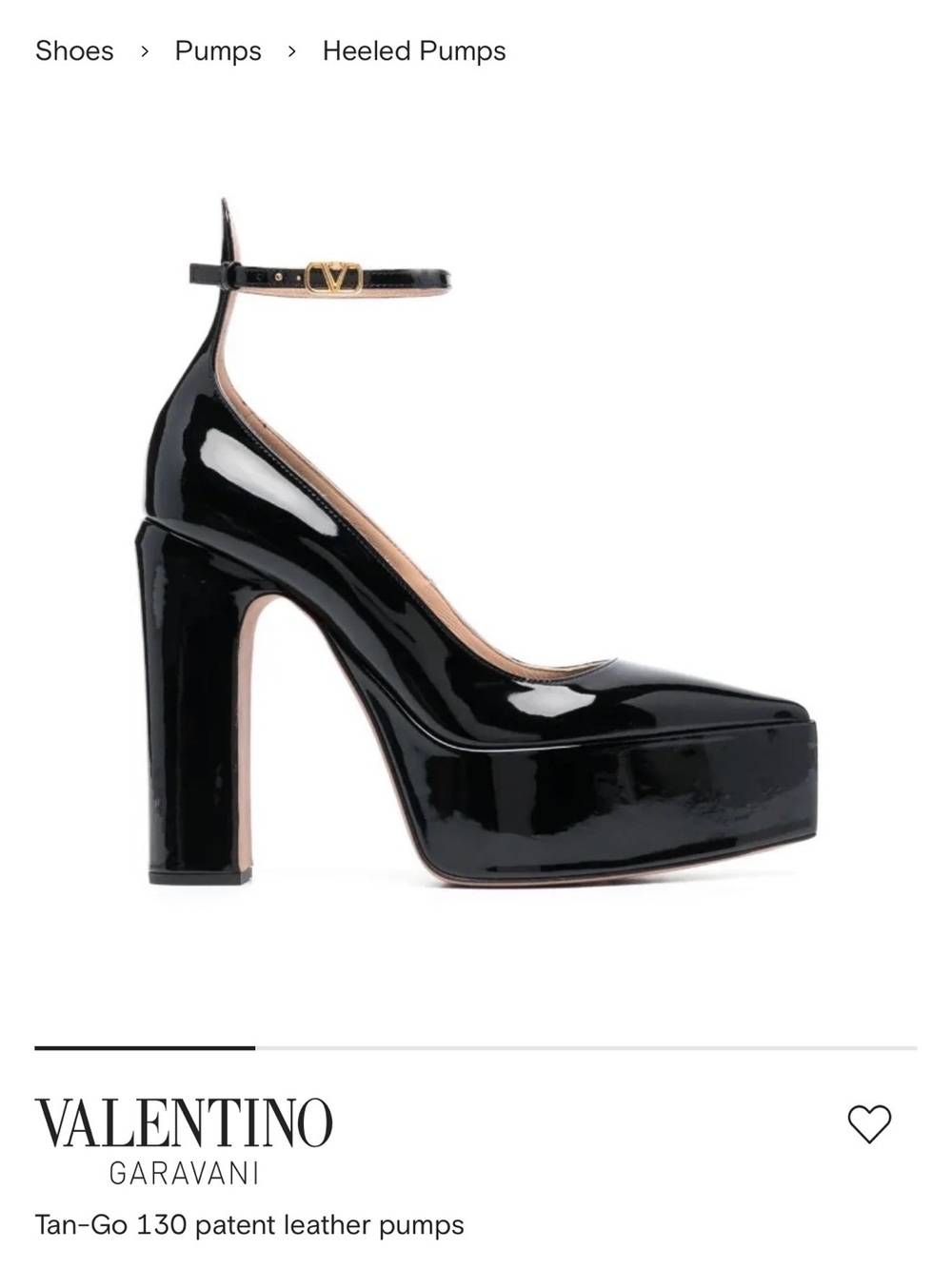 Valentino Black Patent Leather Platform Pumps with Ankle Strap and Gold Logo
